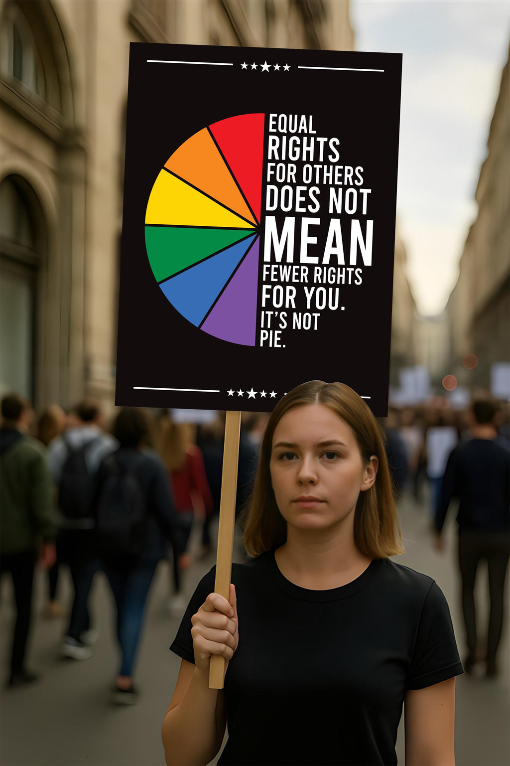 Equal Rights, No Kings In America Protest Sign, Anti-Trump Resistance