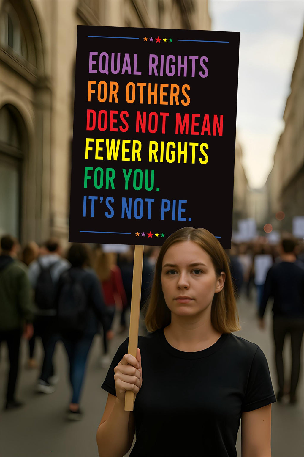 Equal Rights, No Kings In America Protest Sign, Anti-Trump Resistance