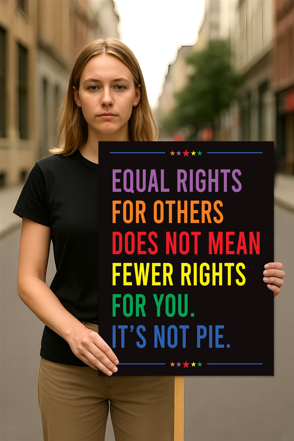 Equal Rights, No Kings In America Protest Sign, Anti-Trump Resistance