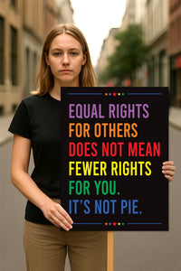 Equal Rights, No Kings In America Protest Sign, Anti-Trump Resistance