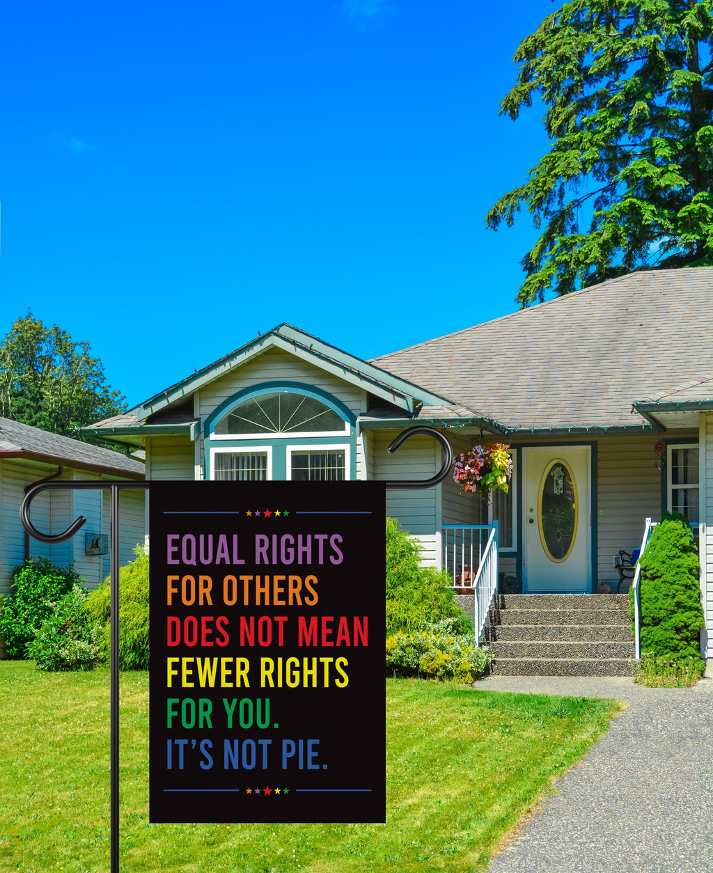 Equal Rights, No Kings In America Garden Flag, Double Sided, Resist Hate Flag