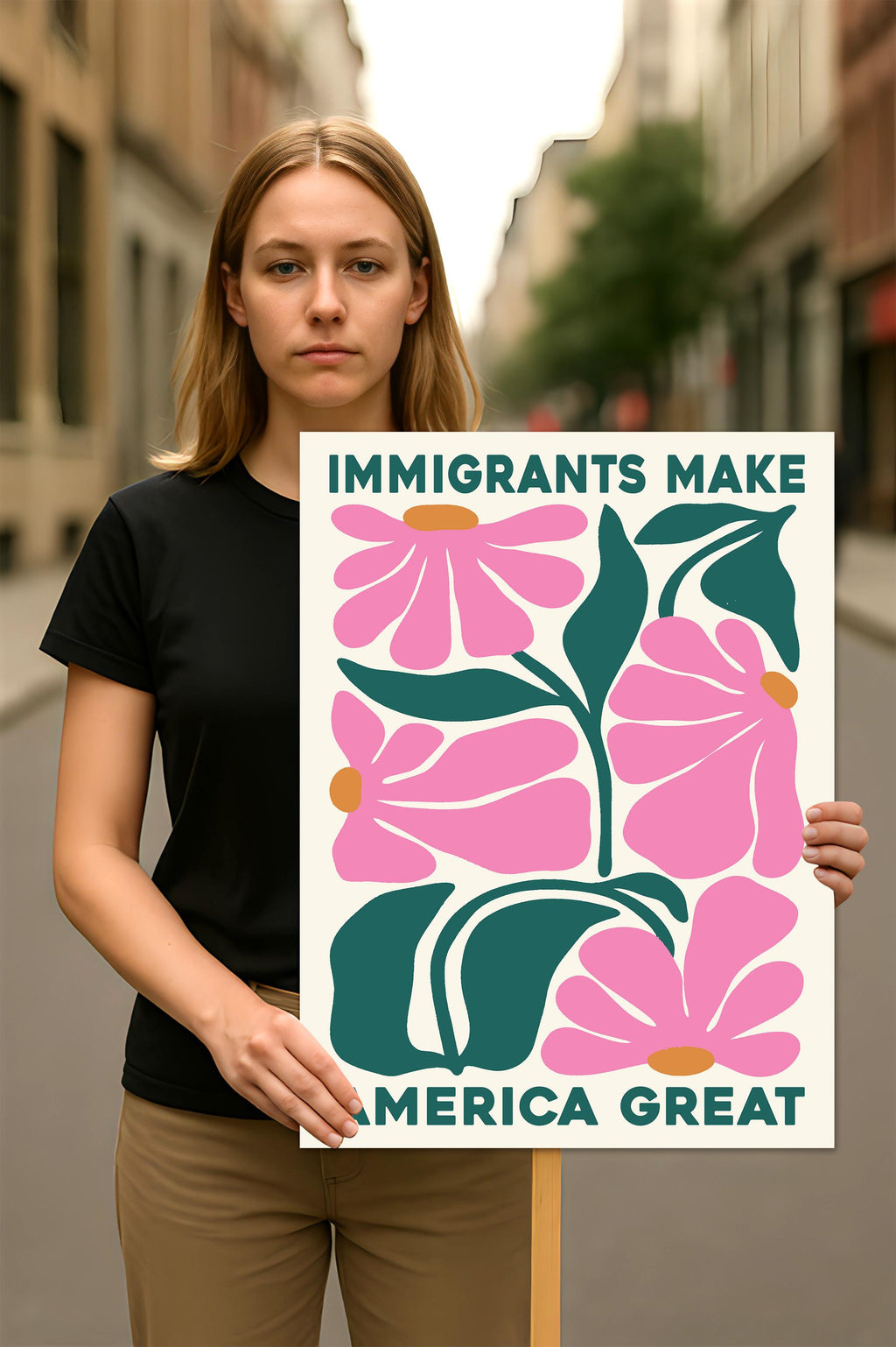 Immigrants Make America Great Protest Sign, Anti-Trump Resistance, Political Activist Poster