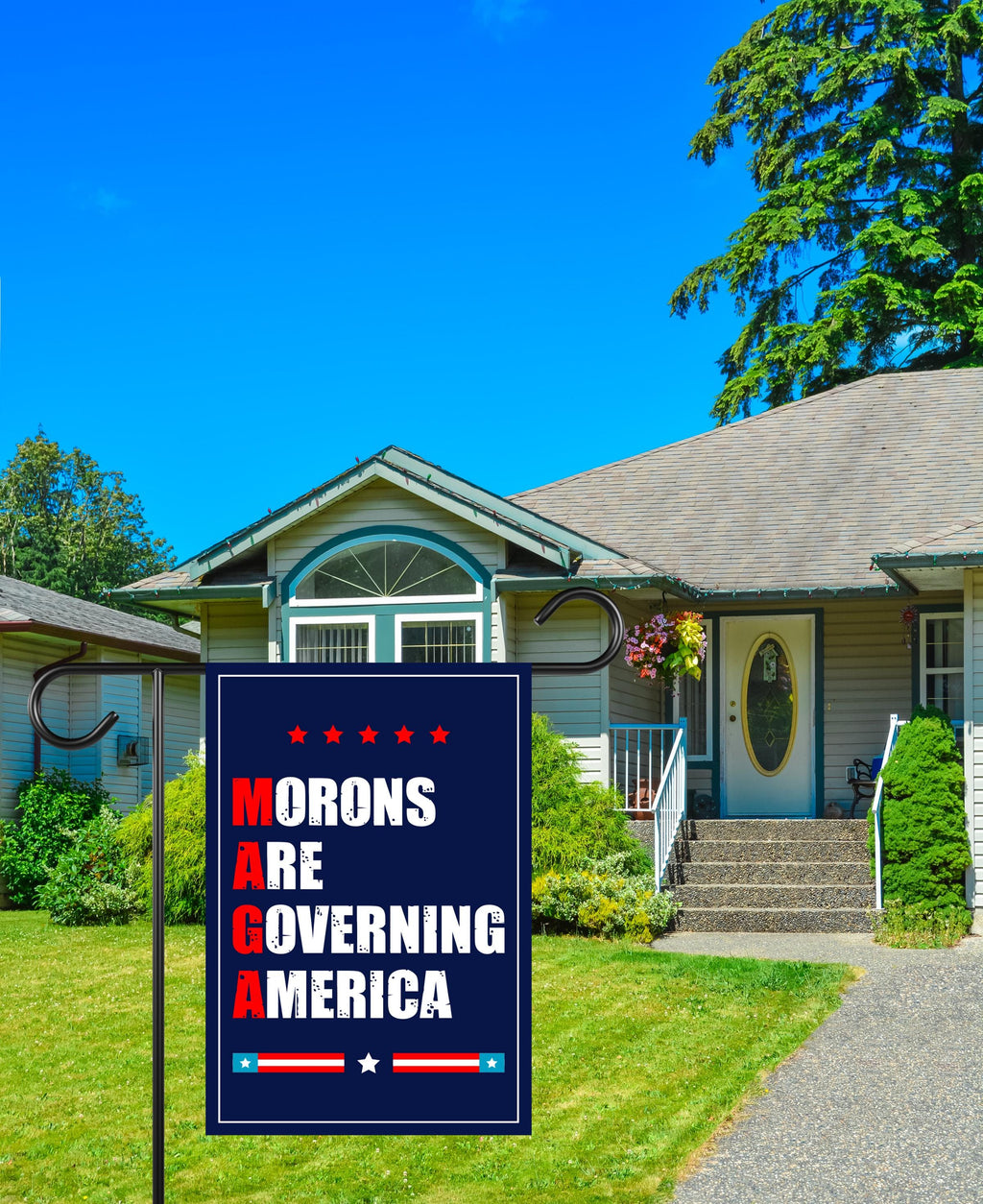 Morons Are Governing America Garden Flag, Double Sided, Resist Hate Flag, Anti-Trump Flag