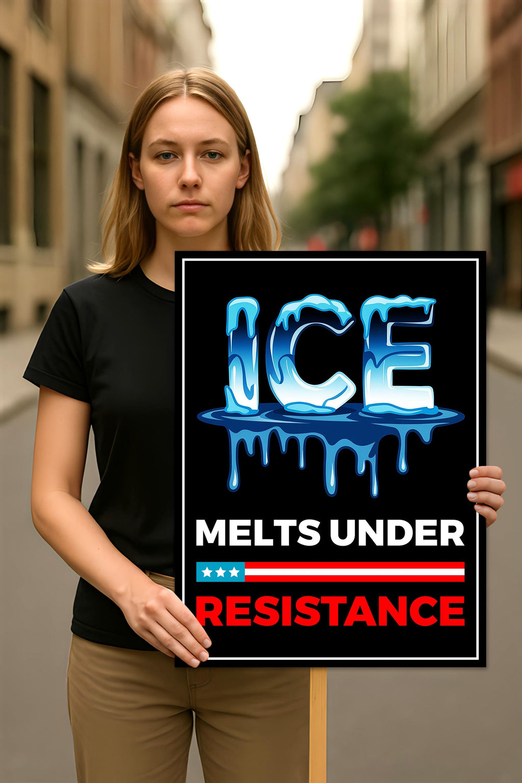 ICE Melts Under Resistance Protest Sign, Anti-Trump, Political Activist Protest Poster