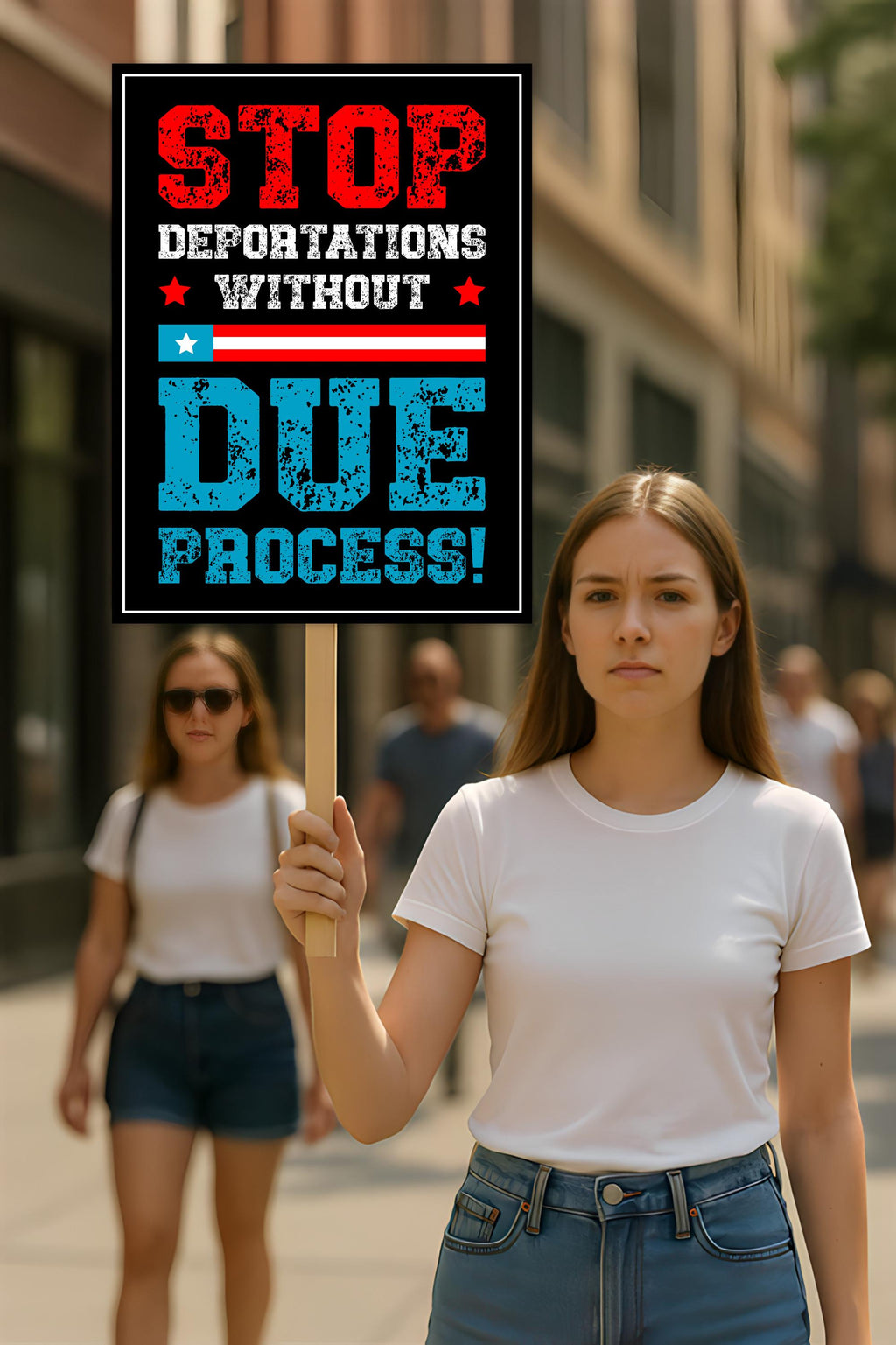Stop Deportations Without Due Process Protest Sign, Anti-Trump, Political Activist Poster