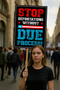 Stop Deportations Without Due Process Protest Sign, Anti-Trump, Political Activist Poster