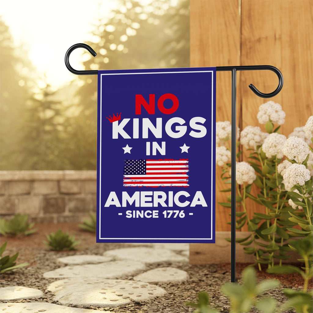 No Kings In America Garden Flag, 12x18 Inch Double Sided, Resist Hate Flag, Anti-Trump Flag, Resist Racism Flag, Resist Fascism Flag