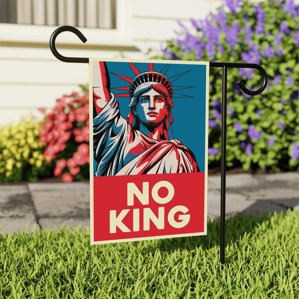 No Kings In America Garden Flag, 12x18 Inch Double Sided, Resist Hate Flag, Anti-Trump Flag, Resist Racism Flag, Resist Fascism Flag