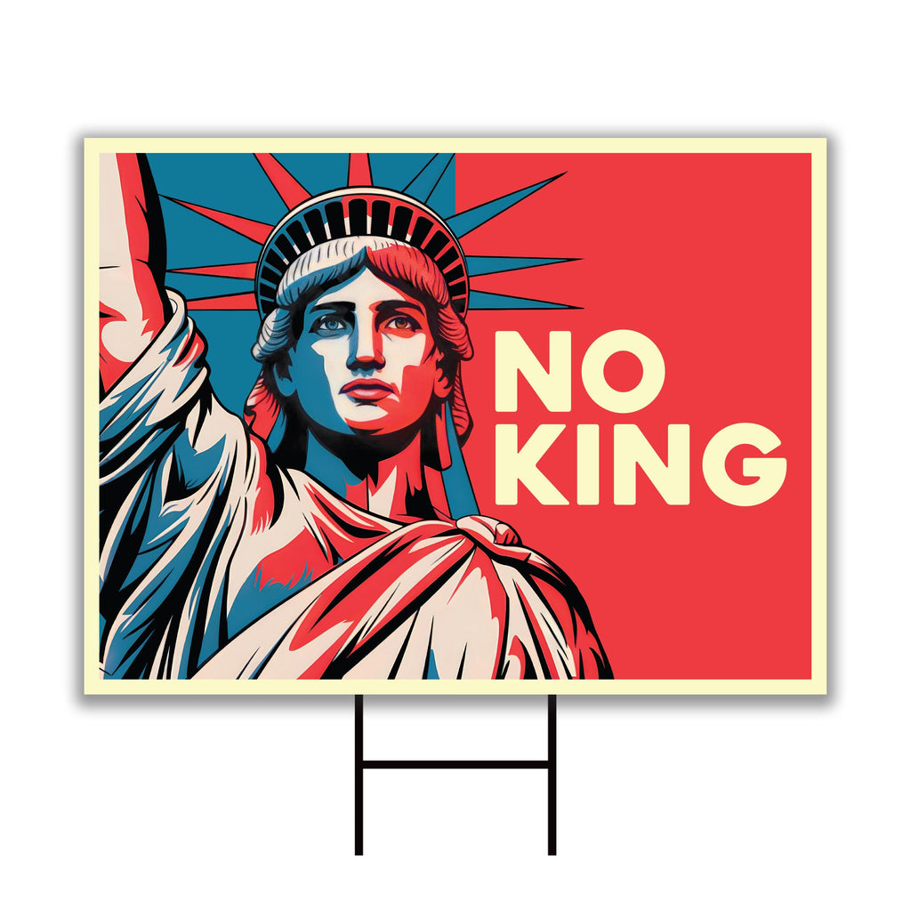 No Kings In America Yard Sign - Resist Hate Lawn Sign, Anti-Trump Sign, Resist Racism, Resist Fascism Yard Sign with Metal H-Stake