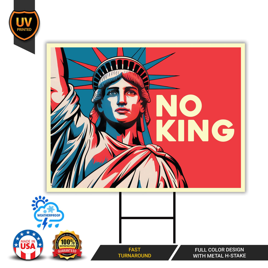 No Kings In America Yard Sign - Resist Hate Lawn Sign, Anti-Trump Sign, Resist Racism, Resist Fascism Yard Sign with Metal H-Stake