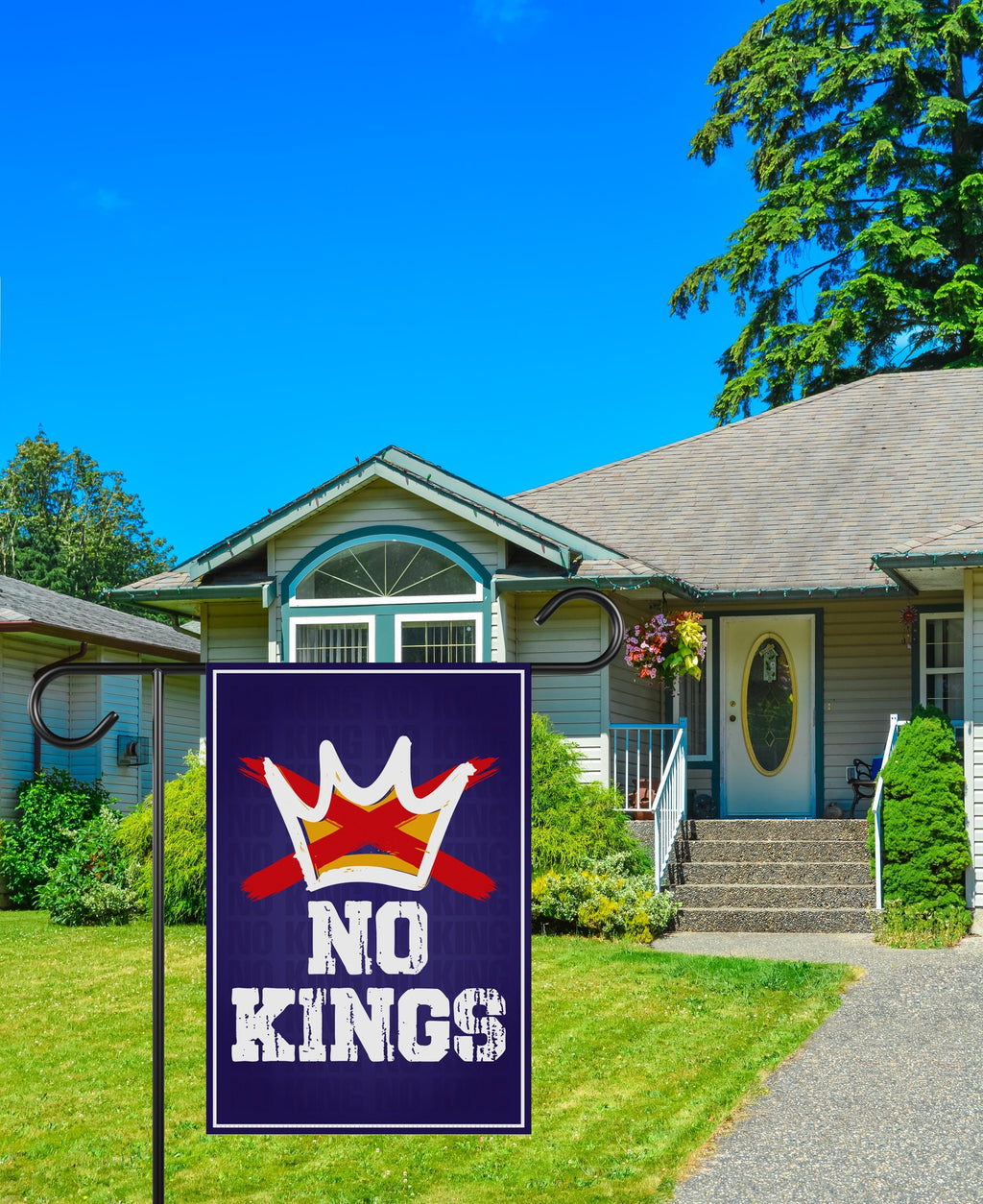 No Kings In America Garden Flag, 12x18 Inch Double Sided, Resist Hate Flag, Anti-Trump Flag, Resist Racism Flag, Resist Fascism Flag