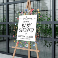 Wildflower Baby Shower Sign, Wildflower Baby Shower Acrylic Welcome Sign, Floral Baby Shower Sign, Wildflowers Baby Shower Decorations
