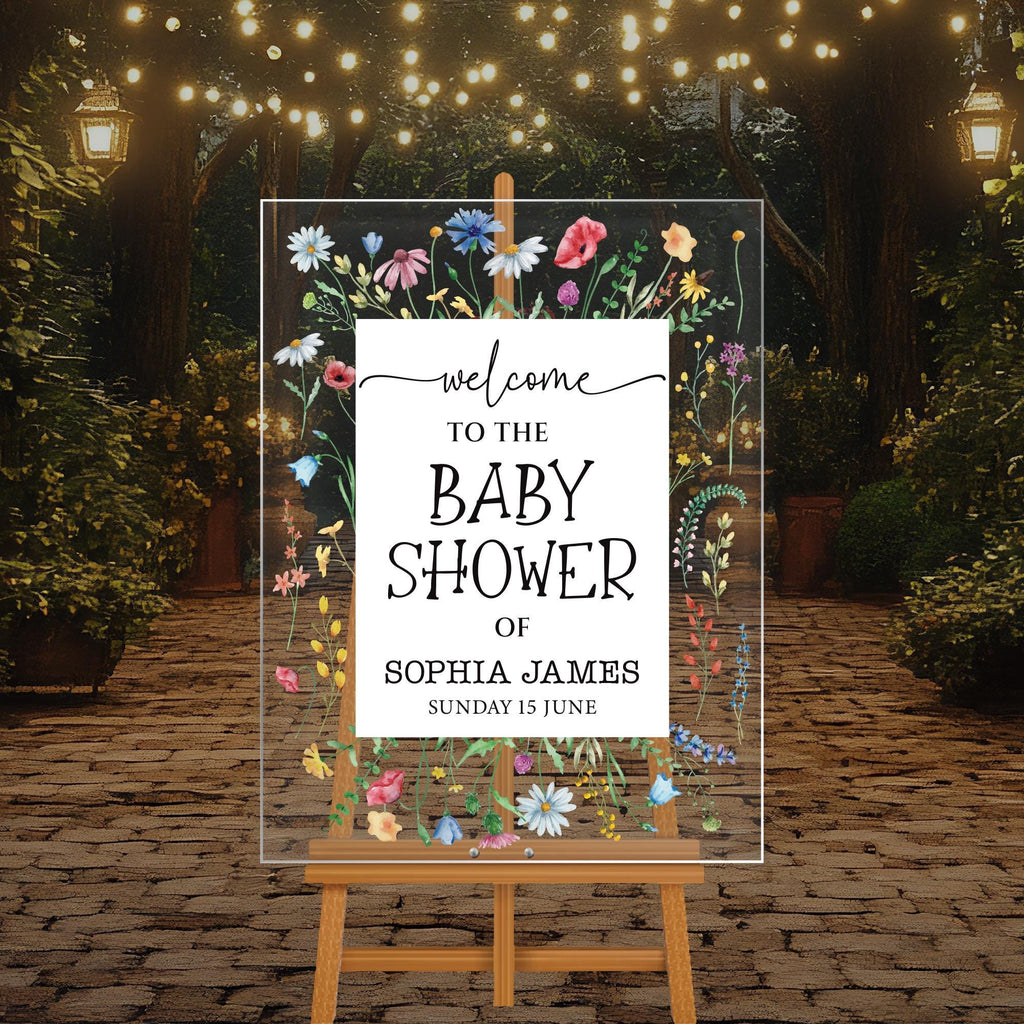 Wildflower Baby Shower Sign, Wildflower Baby Shower Acrylic Welcome Sign, Floral Baby Shower Sign, Wildflowers Baby Shower Decorations