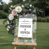Wildflower Wedding Acrylic Sign, Custom Welcome Sign, Floral Sign for Weddings, Spring Wedding Sign, Flower Wedding Sign, Wildflower Sign