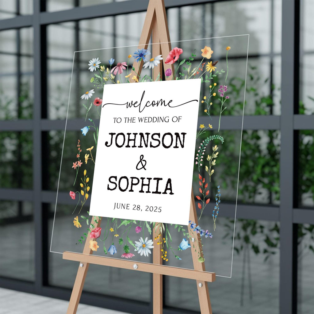 Wildflower Wedding Acrylic Sign, Custom Welcome Sign, Floral Sign for Weddings, Spring Wedding Sign, Flower Wedding Sign, Wildflower Sign