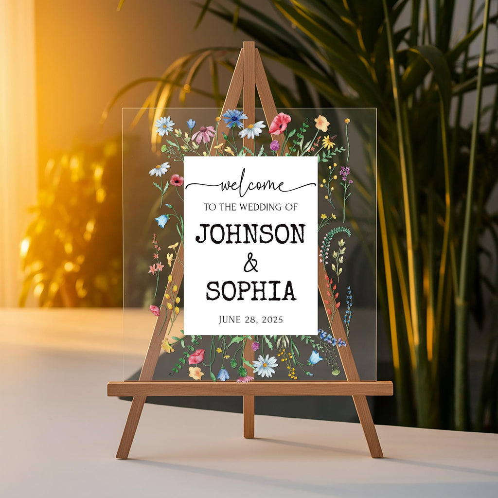 Wildflower Wedding Acrylic Sign, Custom Welcome Sign, Floral Sign for Weddings, Spring Wedding Sign, Flower Wedding Sign, Wildflower Sign