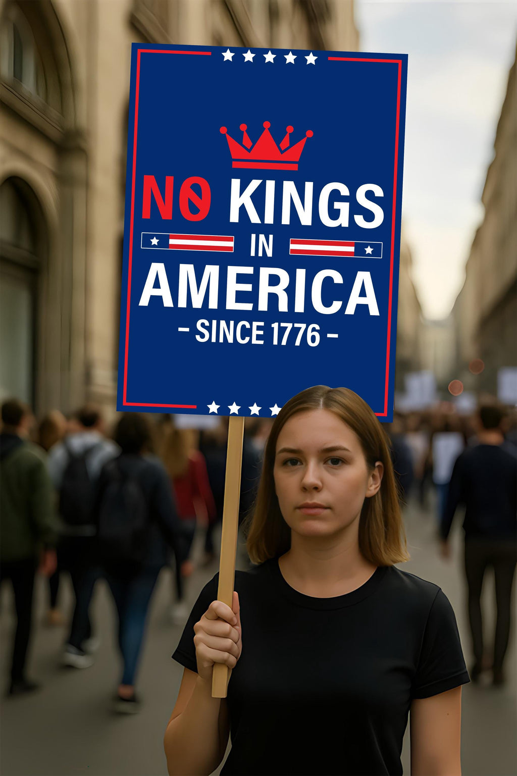 No Kings In America Protest Sign, Anti-Trump Resistance