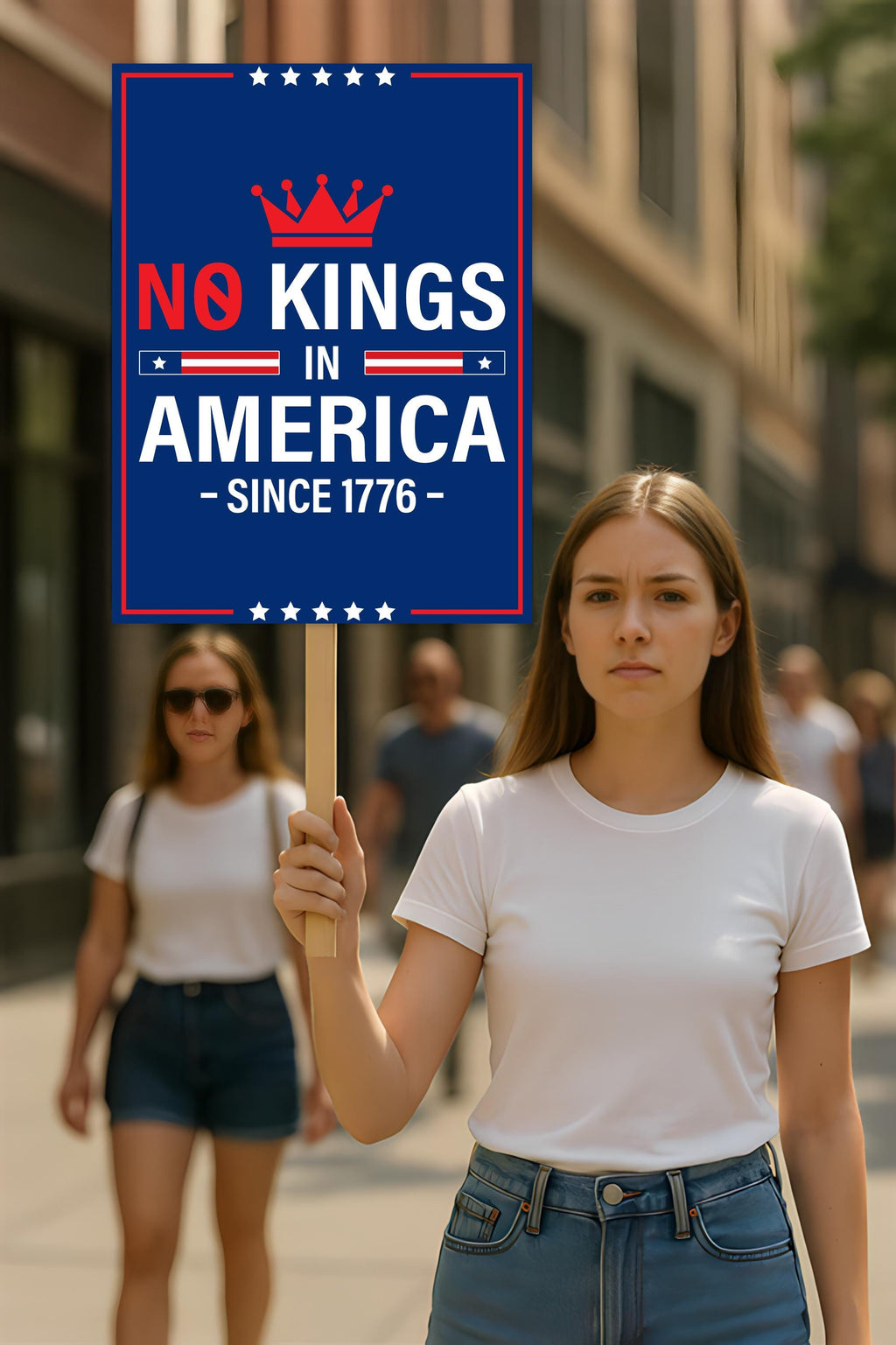 No Kings In America Protest Sign, Anti-Trump Resistance