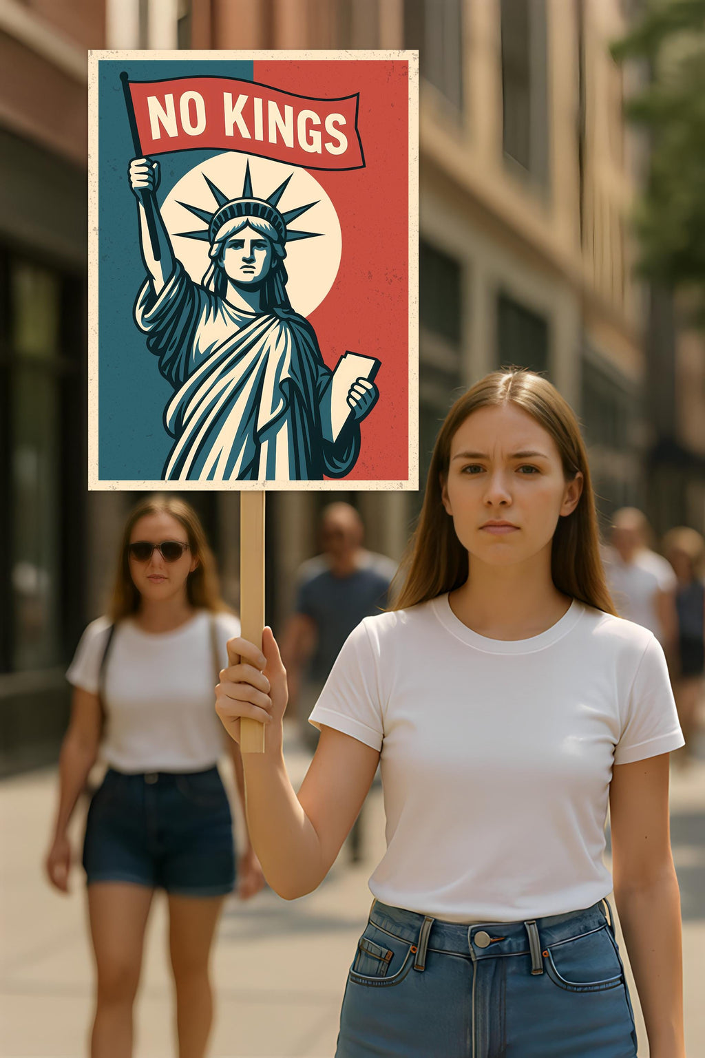 No Kings In America Protest Sign, Anti-Trump Resistance