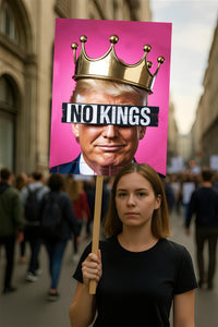 No Kings In America Protest Sign, Anti-Trump Resistance
