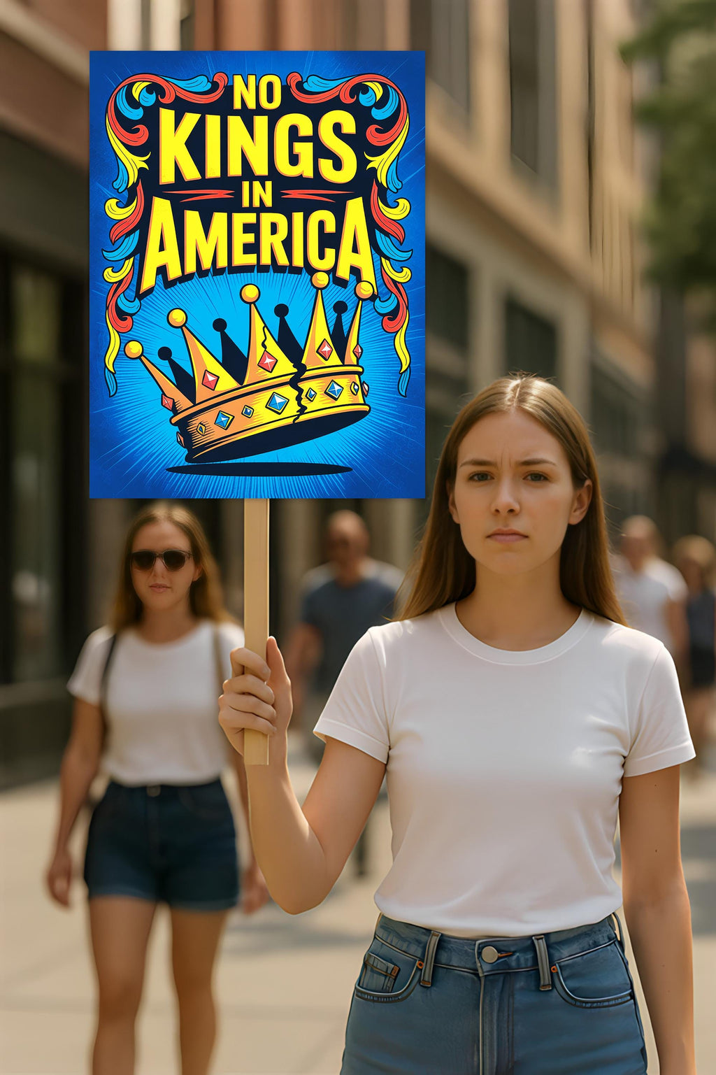 No Kings In America Protest Sign, Anti-Trump Resistance