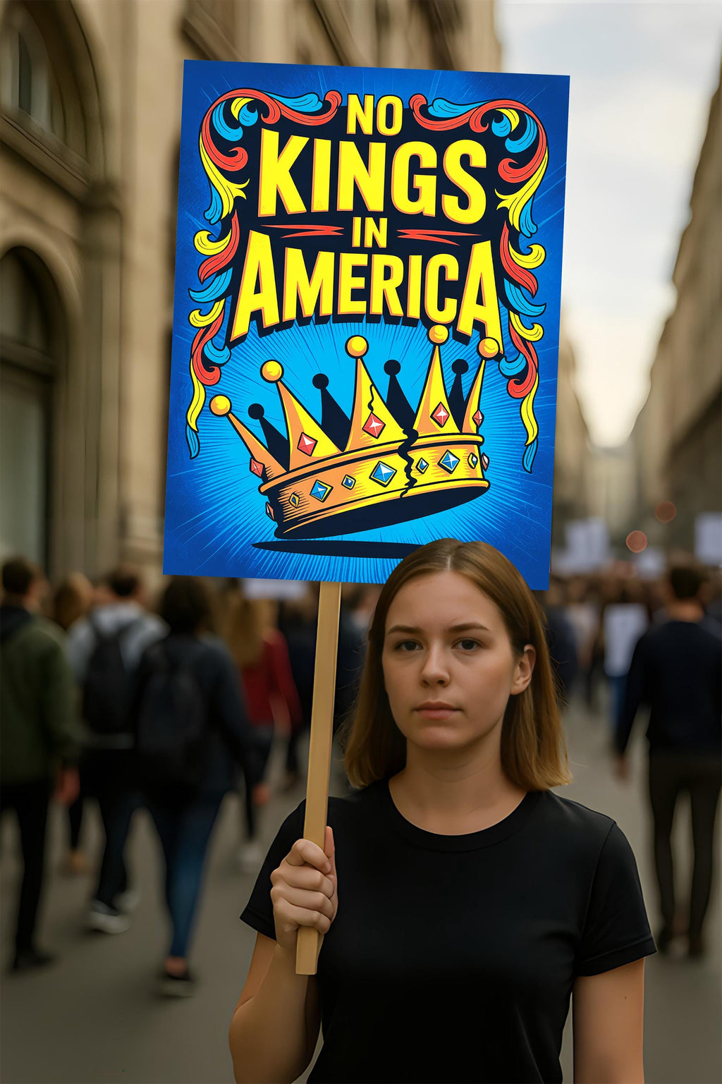No Kings In America Protest Sign, Anti-Trump Resistance