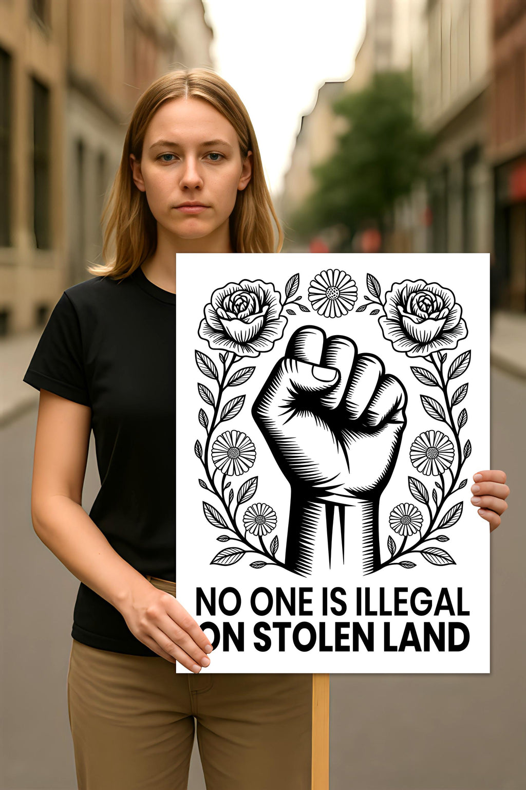 No One Is Illegal Protest Sign, Anti-Trump Resistance, Political Activist Protest Poster