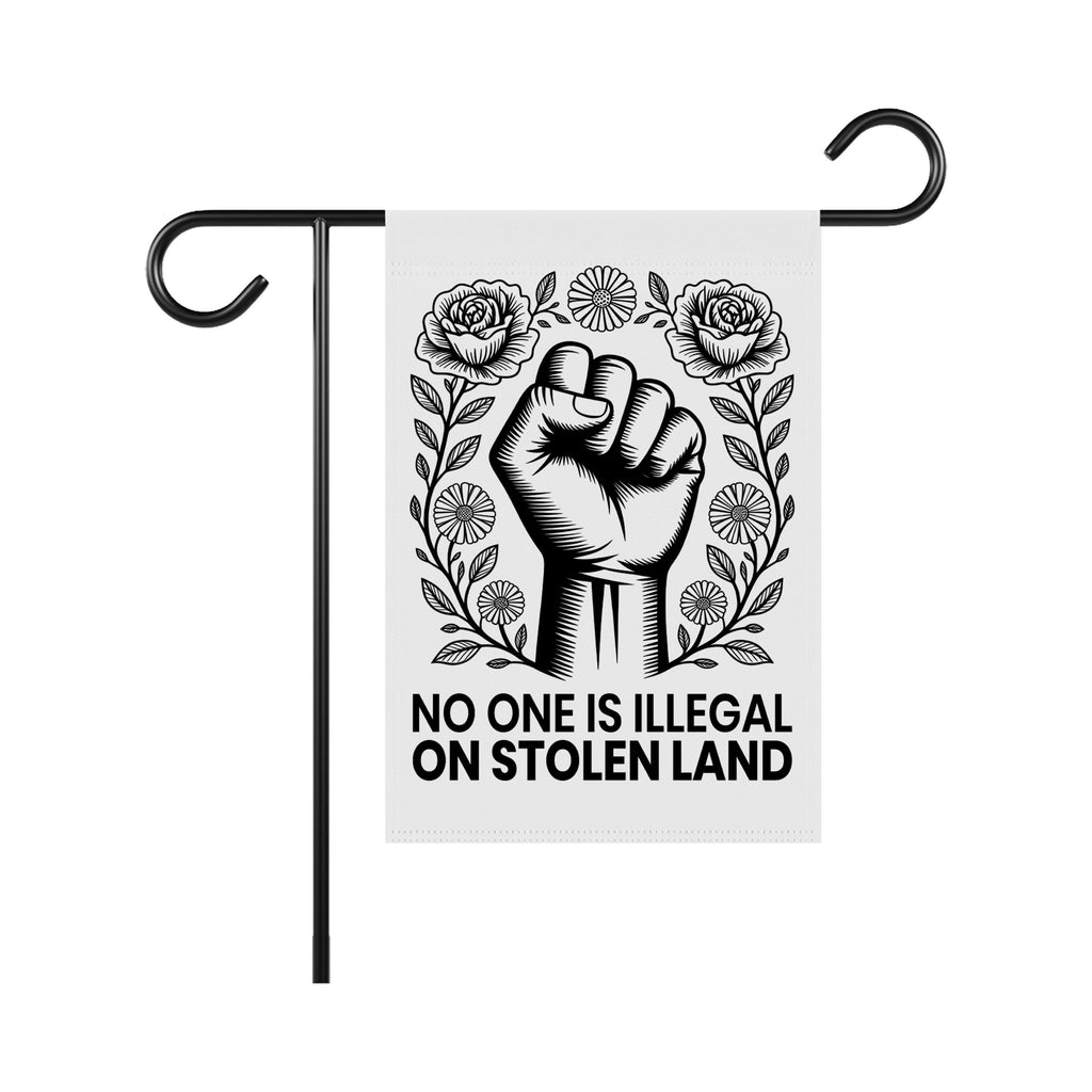 No One Is Illegal Garden Flag, 12x18 Inch Double Sided, Resist Hate Flag, Anti-Trump Flag