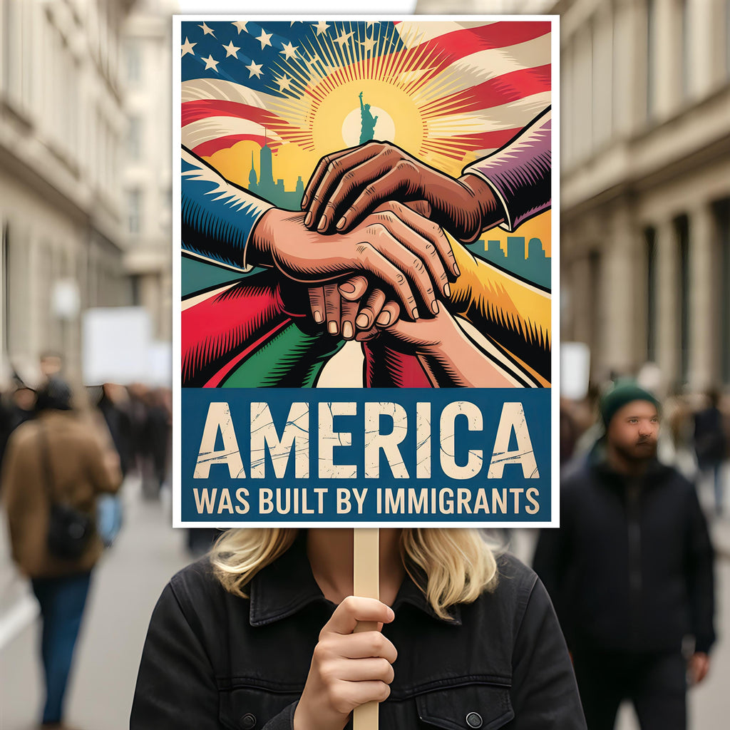 America Was Built By Immigrants Protest Sign, Anti-Trump Resistance