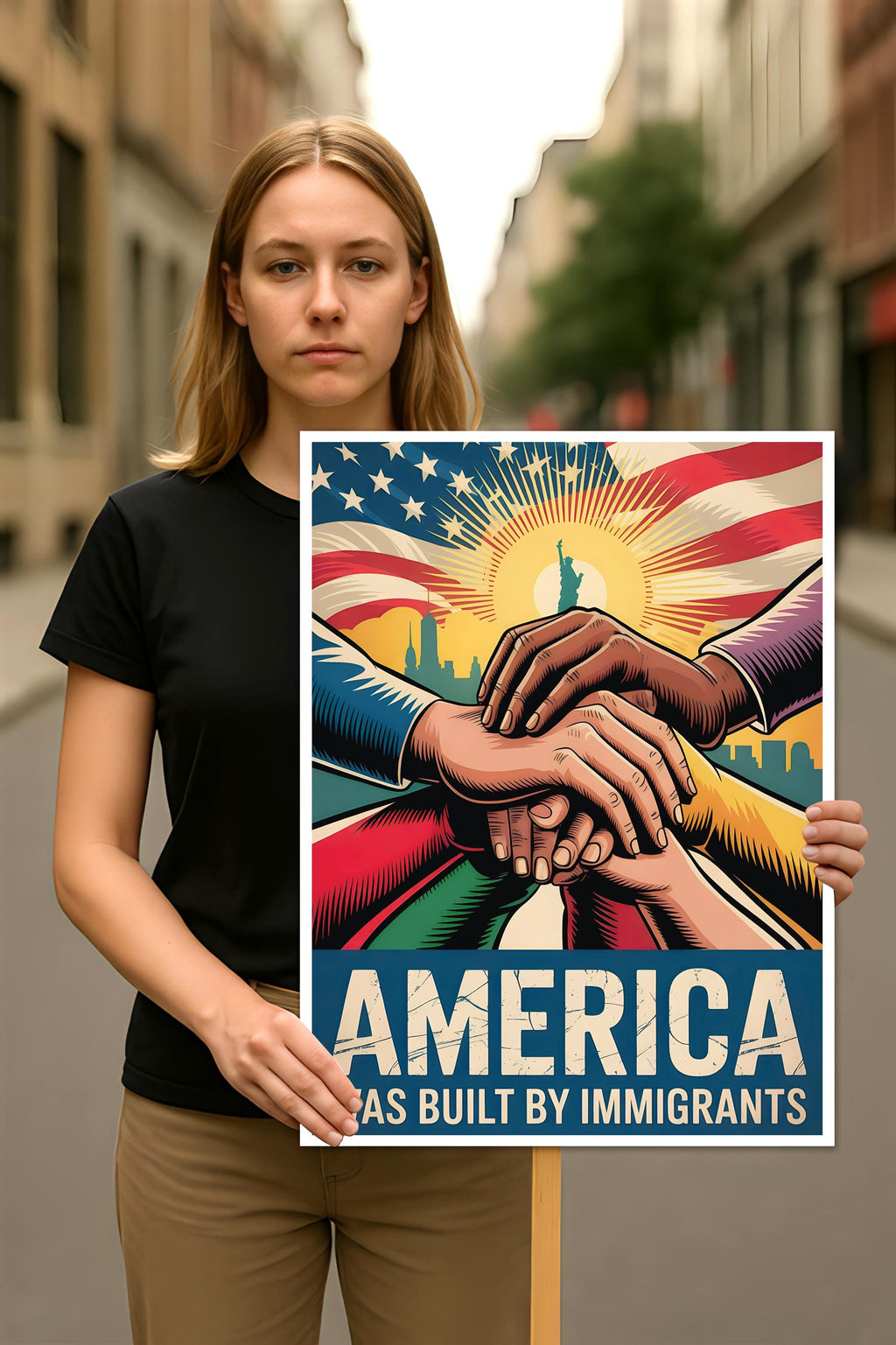 America Was Built By Immigrants Protest Sign, Anti-Trump Resistance