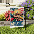 America Was Built By Immigrants Garden Flag, 12x18 Inch Double Sided, Resist Hate