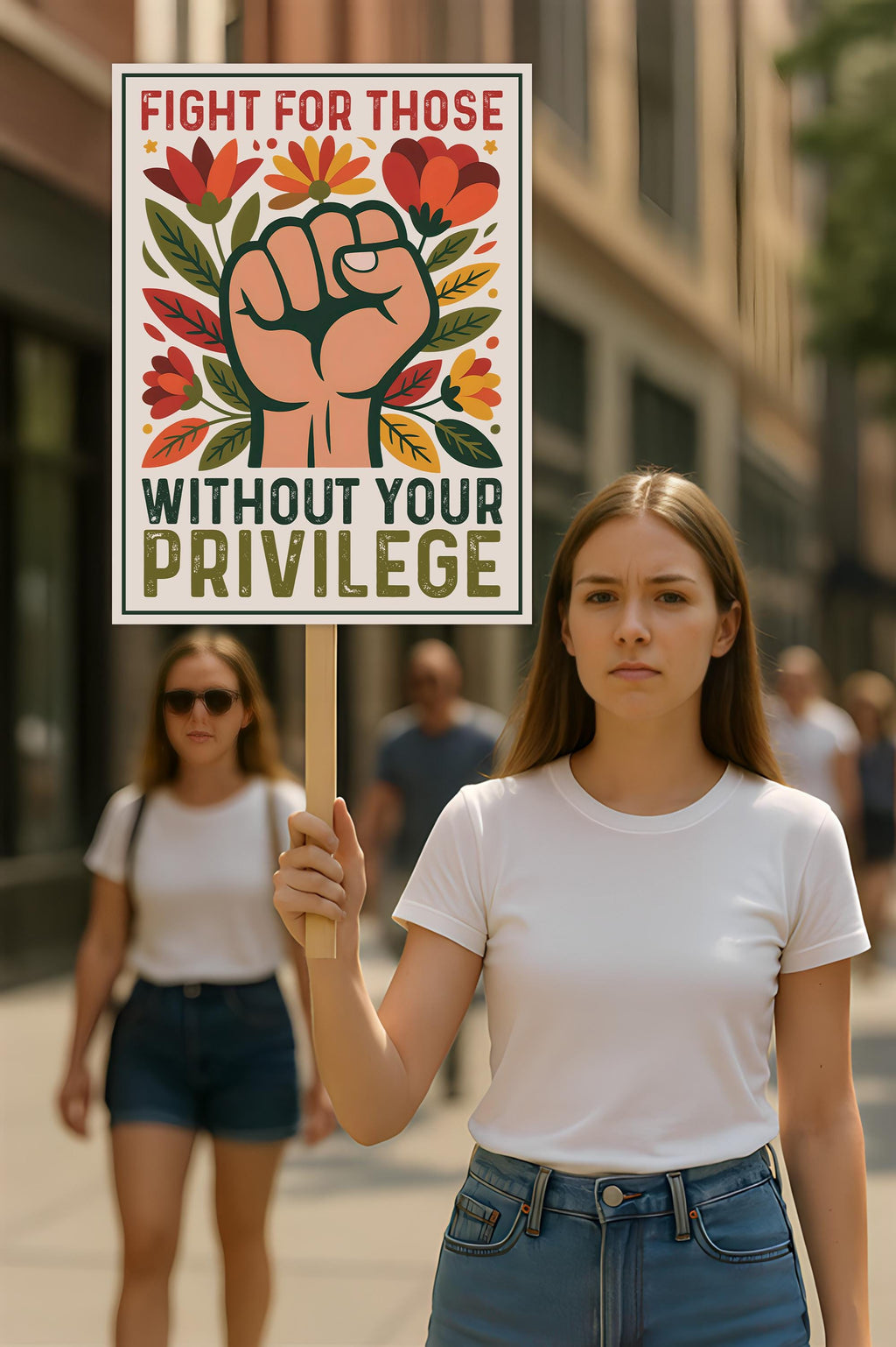 Fight For Those Without Your Privilege Protest Sign, Anti-Trump Resistance