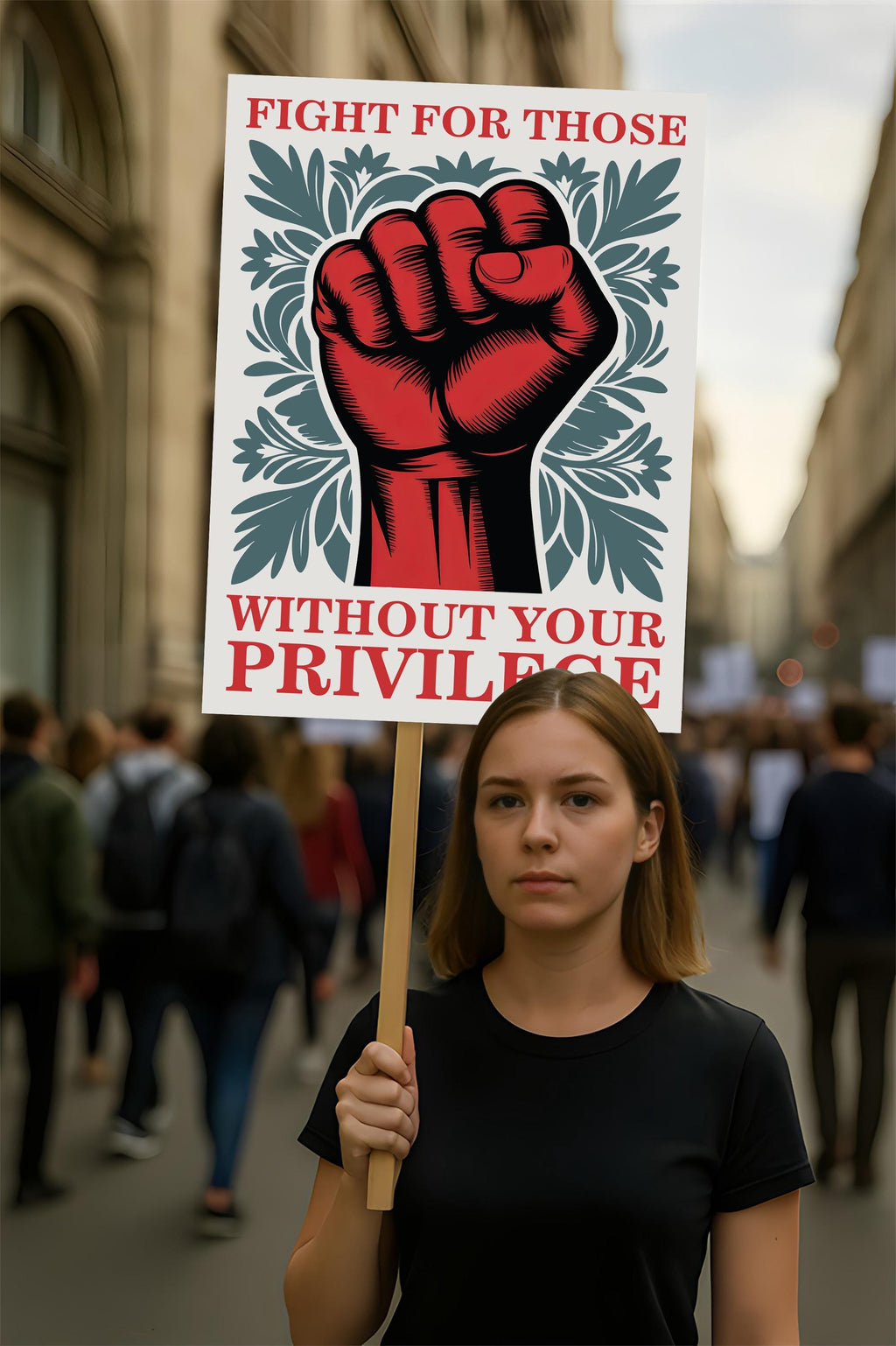 Fight For Those Without Your Privilege Protest Sign, Anti-Trump Resistance