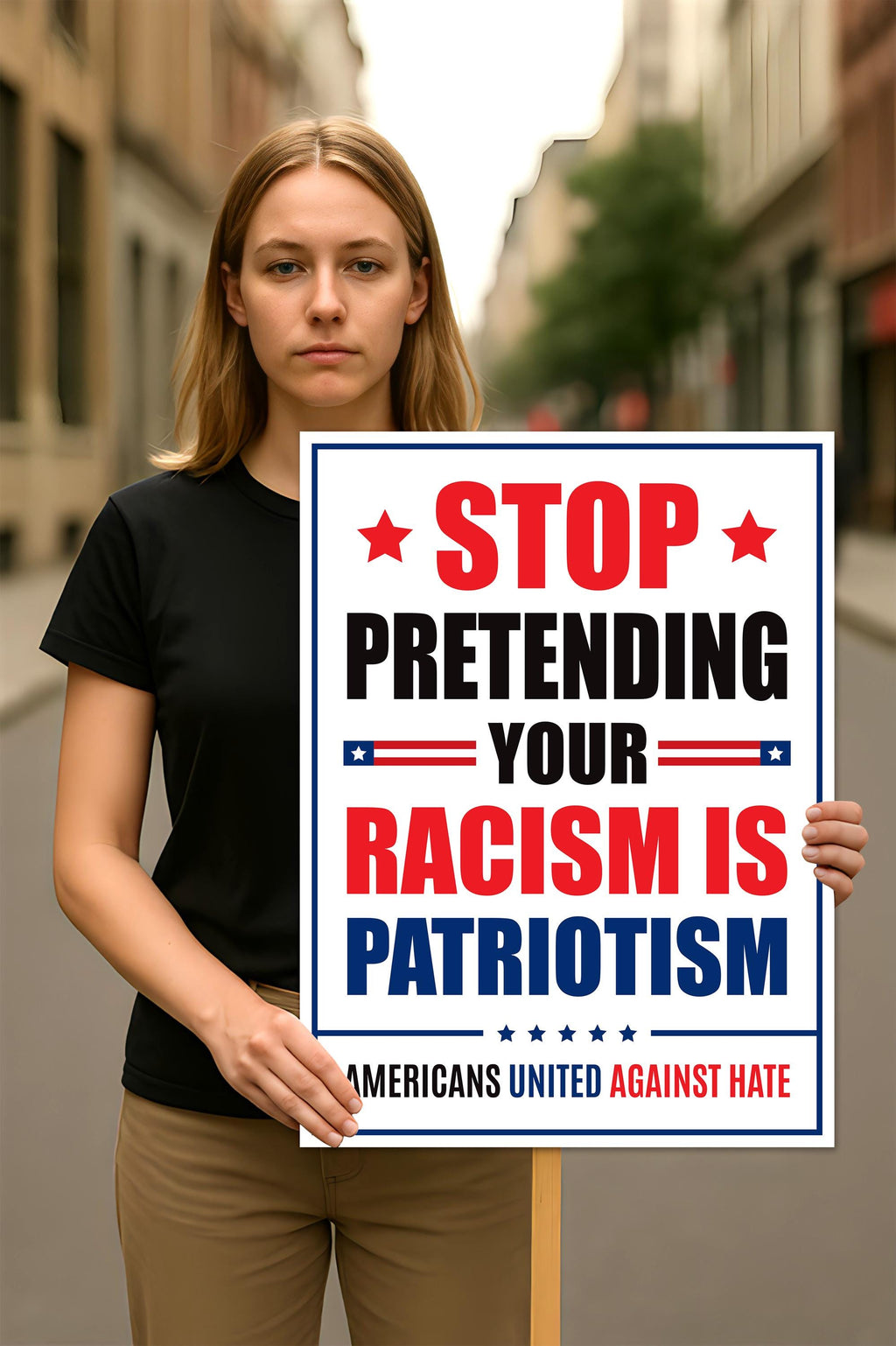 Stop Pretending Your Racism Is Patriotism Protest Sign, Anti-Trump Resistance