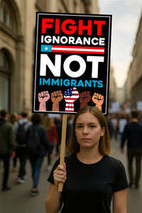 Fight Ignorance Not Immigrants Sign, Anti-Trump Resistance, Political Activist Poster