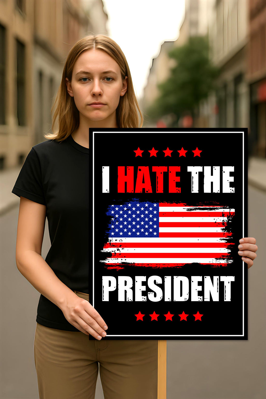 I Hate the President Protest Sign, Anti-Trump Resistance, No Kings