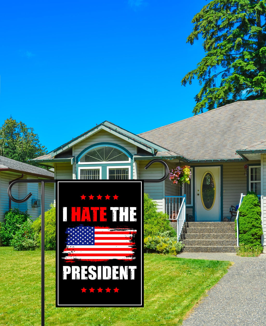 I Hate the President Protest Garden Flag, 12x18 Inch Double Sided, No Kings