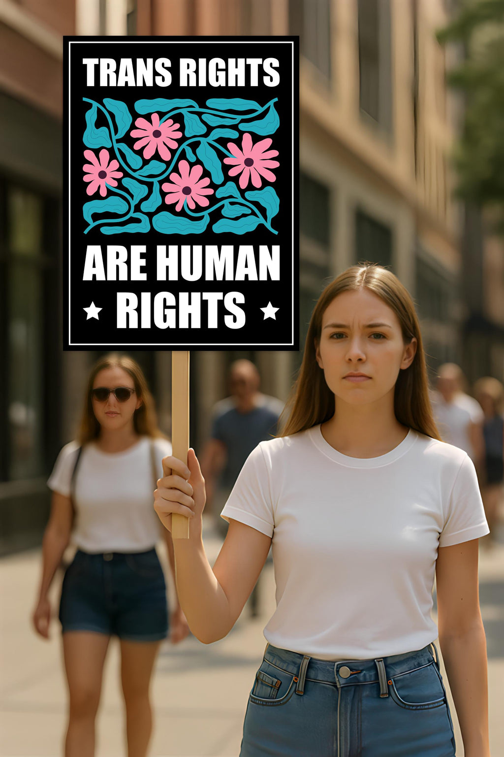 Trans Rights Are Human Rights Protest Sign, Anti-Trump Resistance