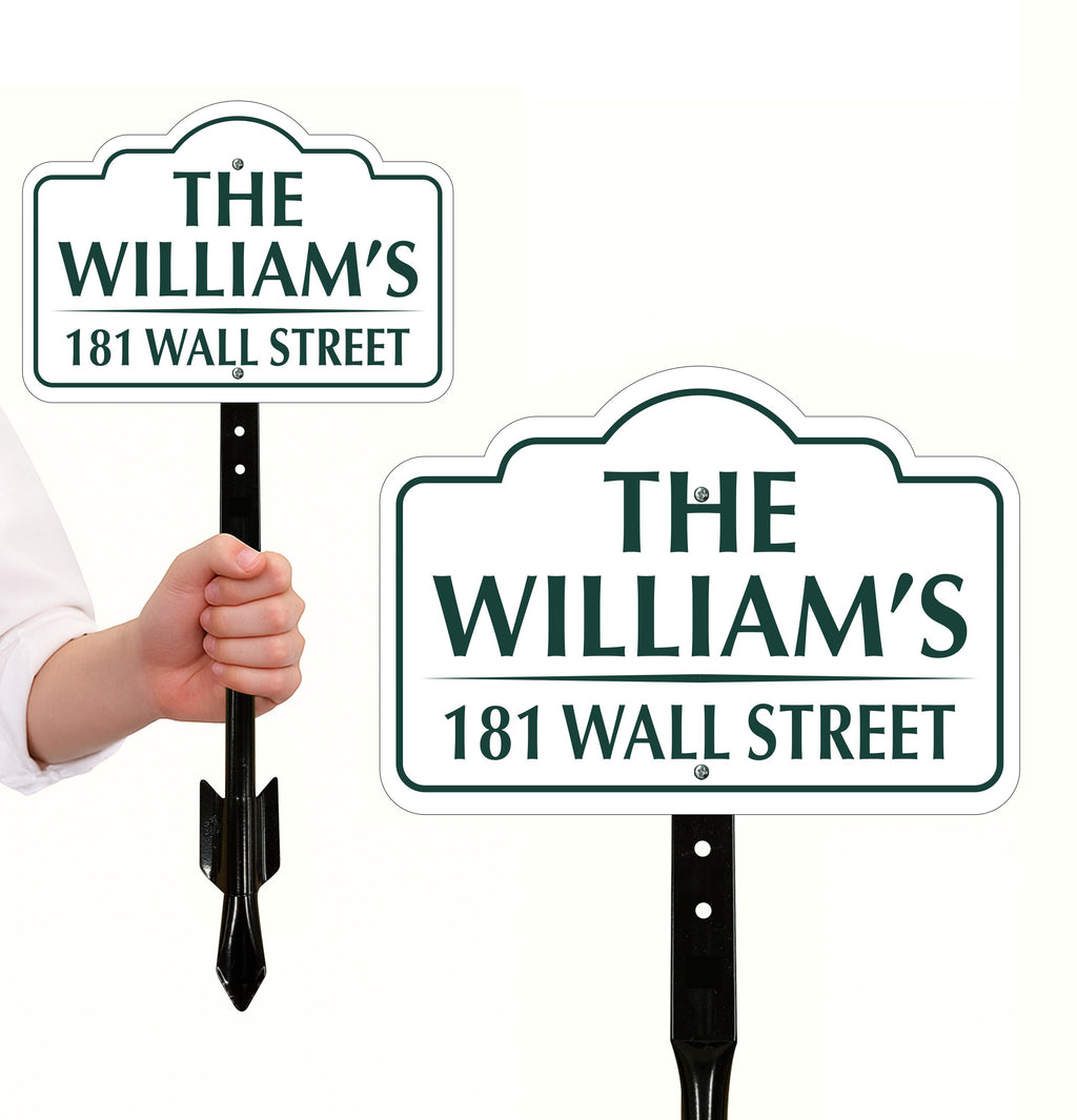 7x10 Inch Custom Address Metal Yard Sign with 16" Stake, Personalized House Number