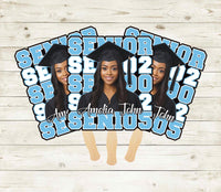 Custom Face Fans With Wooden Handle, Graduation Head, Grad Face Fans