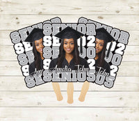 Custom Face Fans With Wooden Handle, Graduation Head, Grad Face Fans