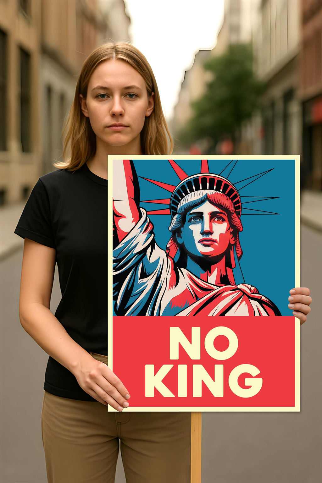 No Kings In America Protest Sign, Anti-Trump Resistance