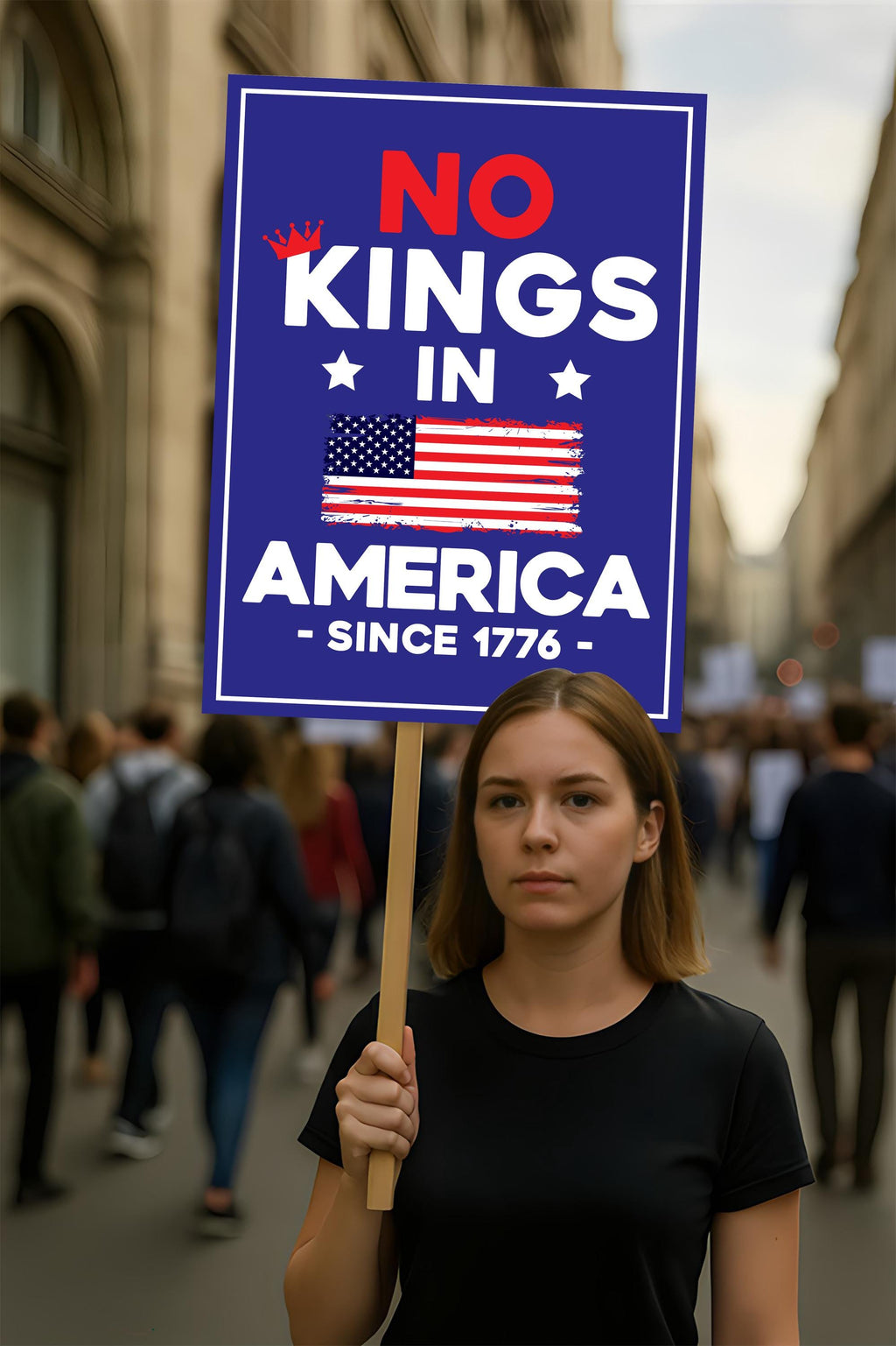 No Kings In America Protest Sign, Anti-Trump Resistance