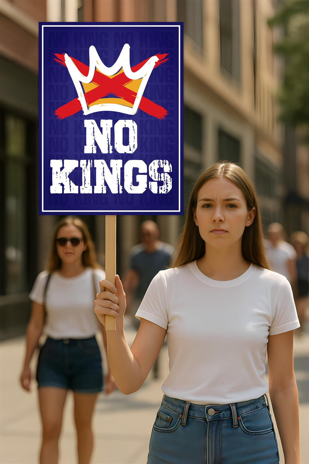 No Kings In America Protest Sign, Anti-Trump Resistance