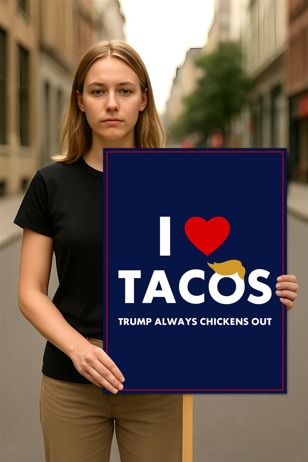 I Love Tacos Trump Always Chickens Out Protest Sign, Anti-Trump Resistance