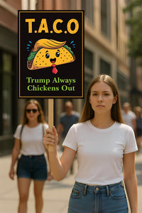 Taco - Trump Always Chickens Out Protest Sign, Anti-Trump Resistance