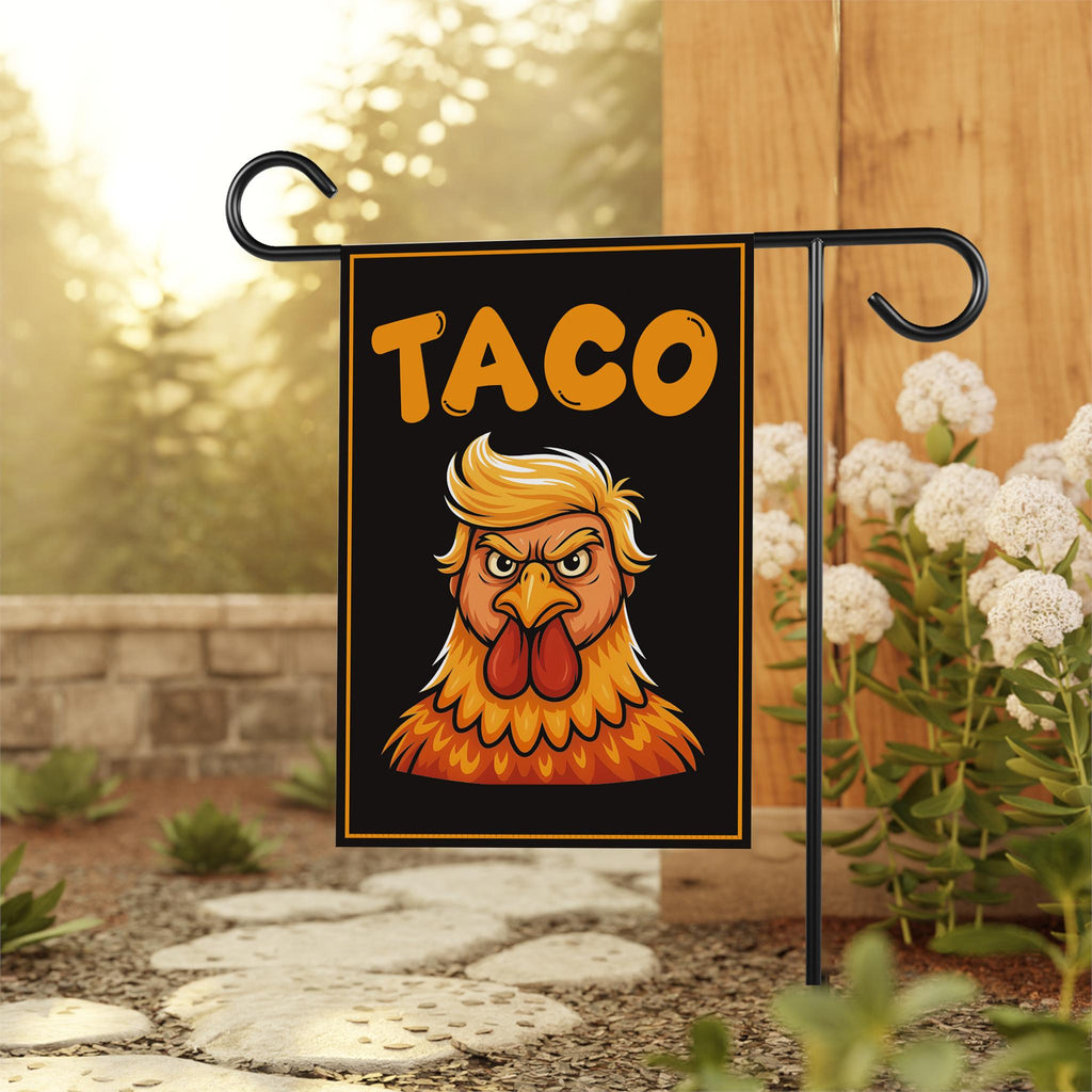 Let's Go Taco Trump Always Chickens Out Protest Garden Flag, Double Sided, Resist Hate, Anti-Trump, Resist Racism Flag, Resist Fascism Flag
