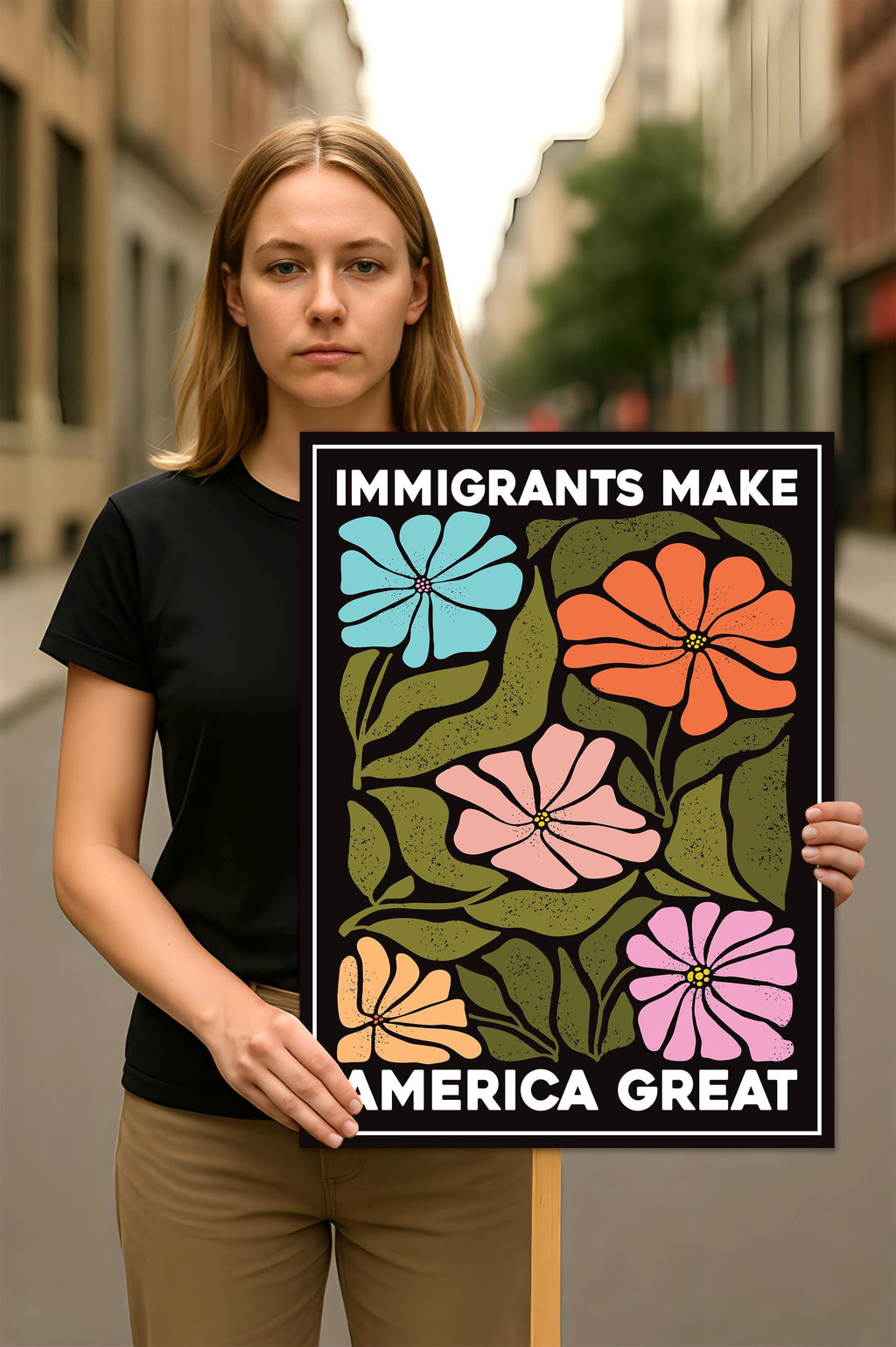 Immigrants Make America Great Protest Sign, Anti-Trump Resistance, Political Activist Poster