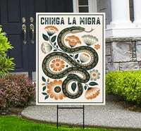 Immigrant Rights Chinga La Migra Yard Sign - Resist Hate Lawn Sign, Anti-Trump, Resist Racism, Resist Fascism Sign with Metal H-Stake