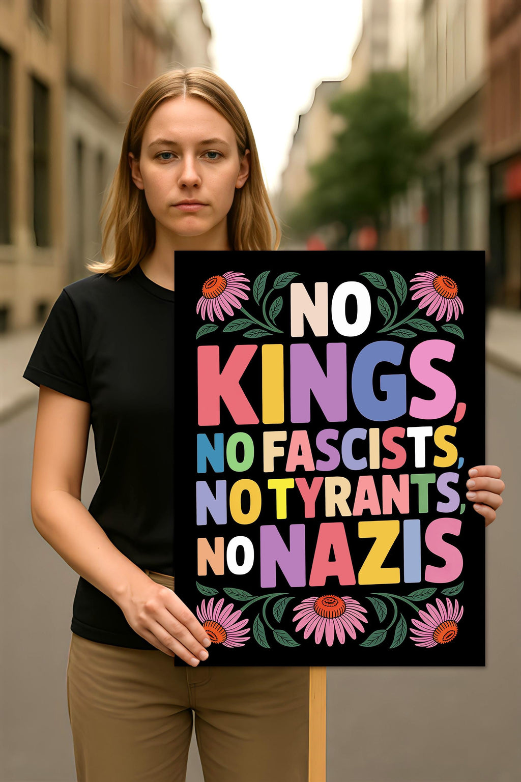 No Kings No Fascists No Nazis Protest Sign, Anti-Trump, Resist Hate, Resist Racism, Resist Fascism, Political Activist Poster Rally Sign